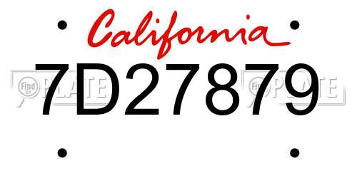 7D27879 California License Plate