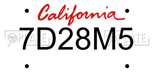 7D28M5 California License Plate