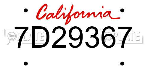 7D29367 California License Plate