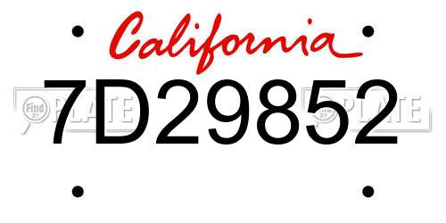 7D29852 California License Plate