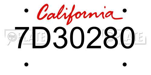 7D30280 California License Plate