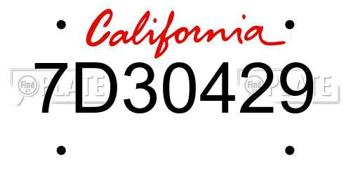 7D30429 California License Plate