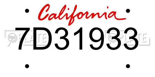 7D31933 California License Plate