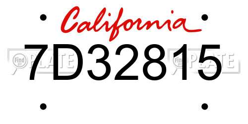 7D32815 California License Plate