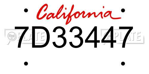 7D33447 California License Plate