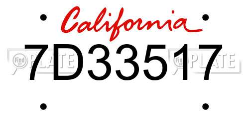 7D33517 California License Plate