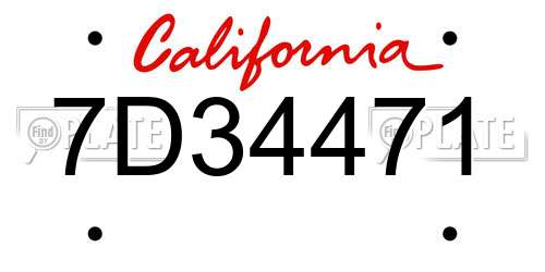 7D34471 California License Plate