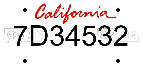 7D34532 California License Plate