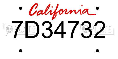 7D34732 California License Plate