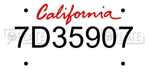 7D35907 California License Plate