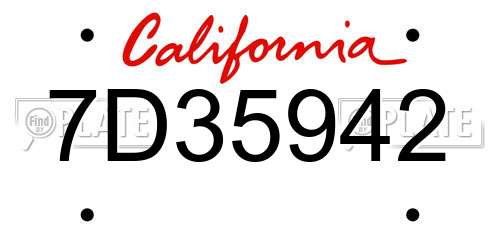 7D35942 California License Plate