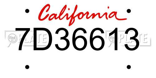 7D36613 California License Plate