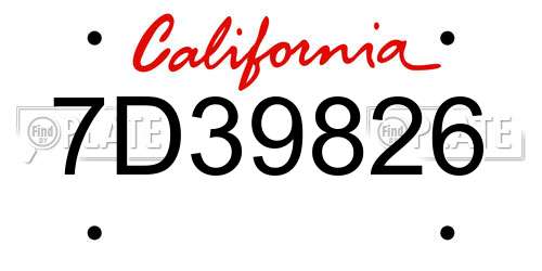 7D39826 California License Plate
