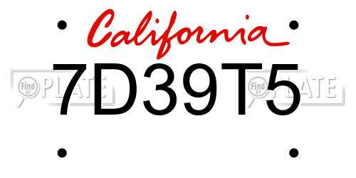 7D39T5 California License Plate