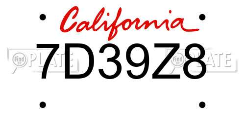 7D39Z8 California License Plate