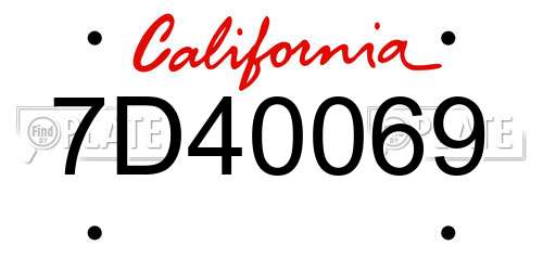 7D40069 California License Plate