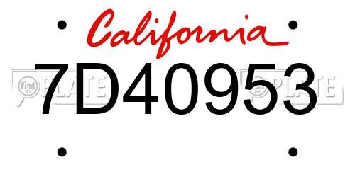 7D40953 California License Plate