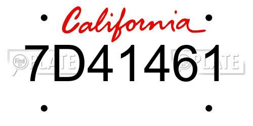 7D41461 California License Plate