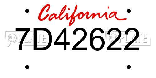 7D42622 California License Plate