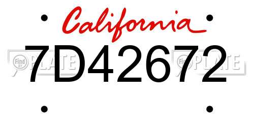 7D42672 California License Plate
