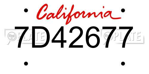 7D42677 California License Plate