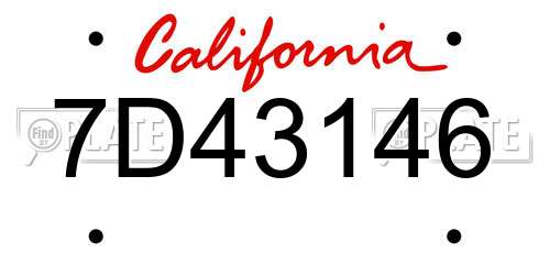 7D43146 California License Plate