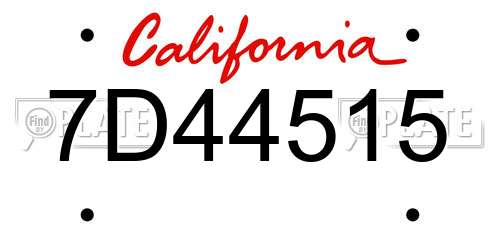 7D44515 California License Plate