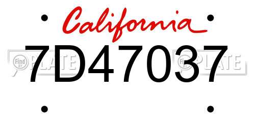 7D47037 California License Plate