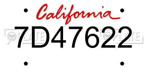 7D47622 California License Plate
