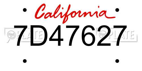 7D47627 California License Plate