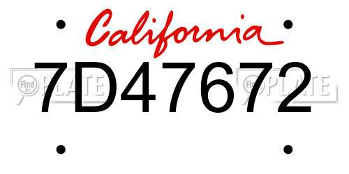7D47672 California License Plate