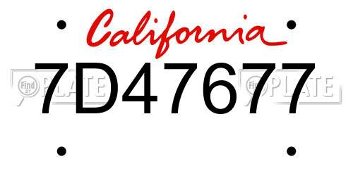 7D47677 California License Plate