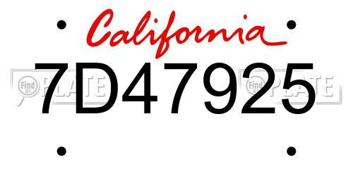 7D47925 California License Plate