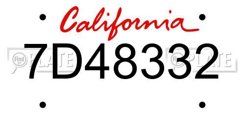 7D48332 California License Plate