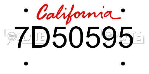 7D50595 California License Plate