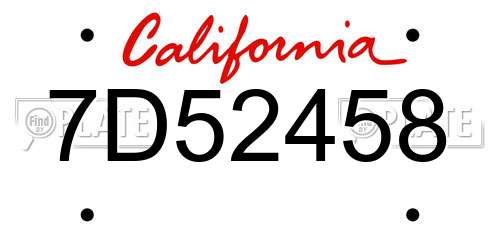 7D52458 California License Plate