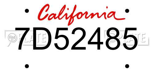 7D52485 California License Plate