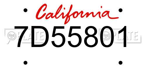 7D55801 California License Plate
