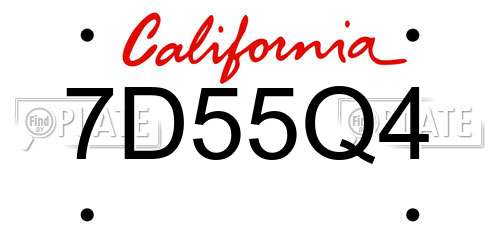 7D55Q4 California License Plate
