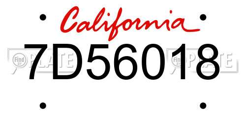 7D56018 California License Plate
