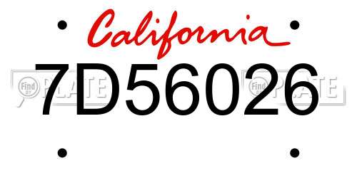 7D56026 California License Plate