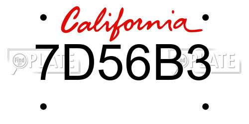 7D56B3 California License Plate