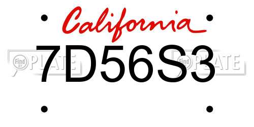 7D56S3 California License Plate