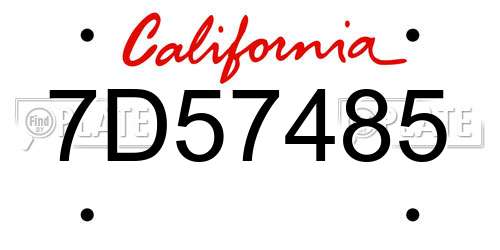 7D57485 California License Plate