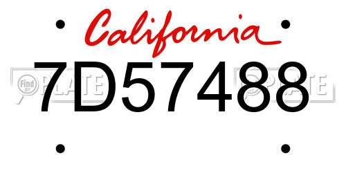 7D57488 California License Plate