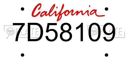 7D58109 California License Plate