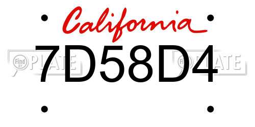 7D58D4 California License Plate