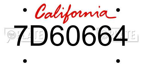7D60664 California License Plate