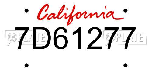 7D61277 California License Plate