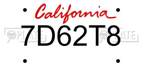 7D62T8 California License Plate